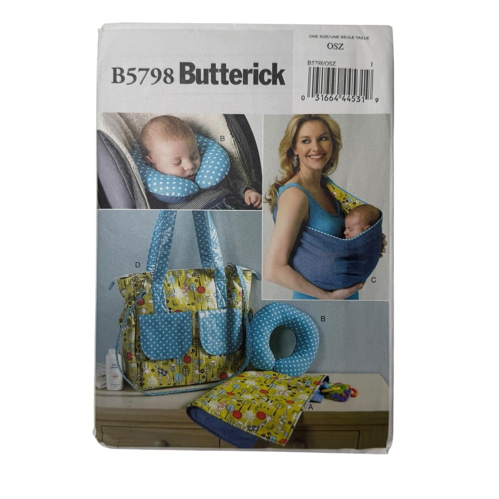 Butterick Pattern 5798 BABY Neck Support Diaper Bag Carrier & Changing Pad Uncut